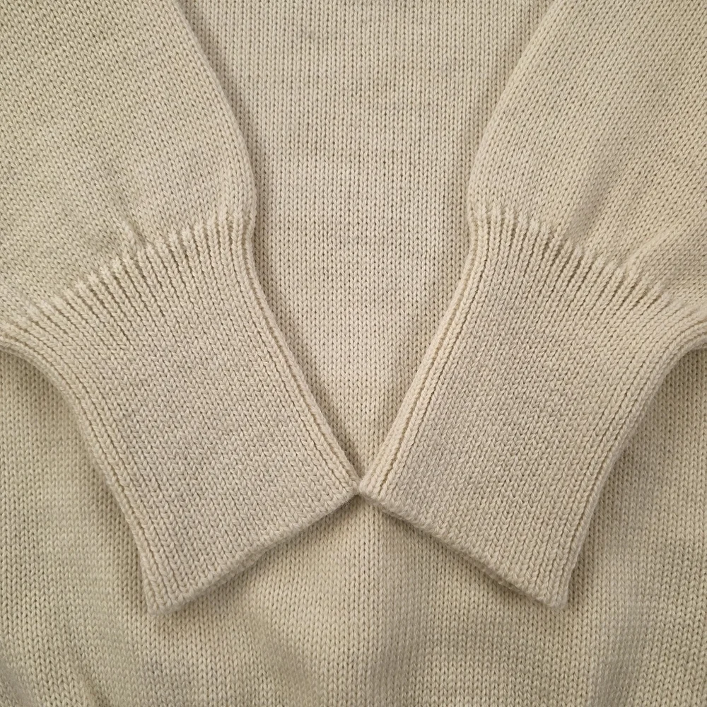 Vintage 80s Nautical Range Wool Turtleneck Submariner Sweater Cream UK Made M